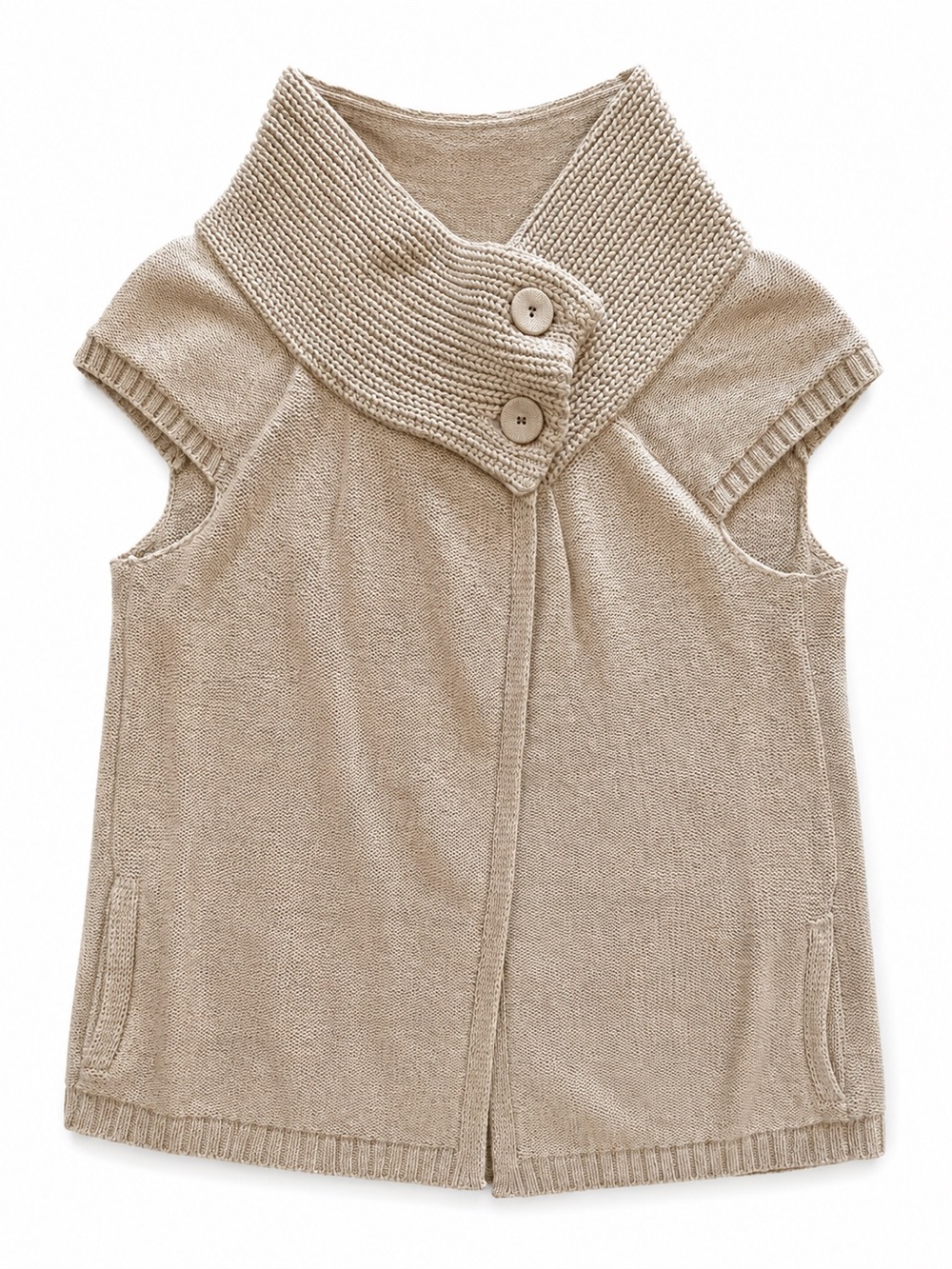 Armani Exchange Sleeveless Knit Cardigan in Beige